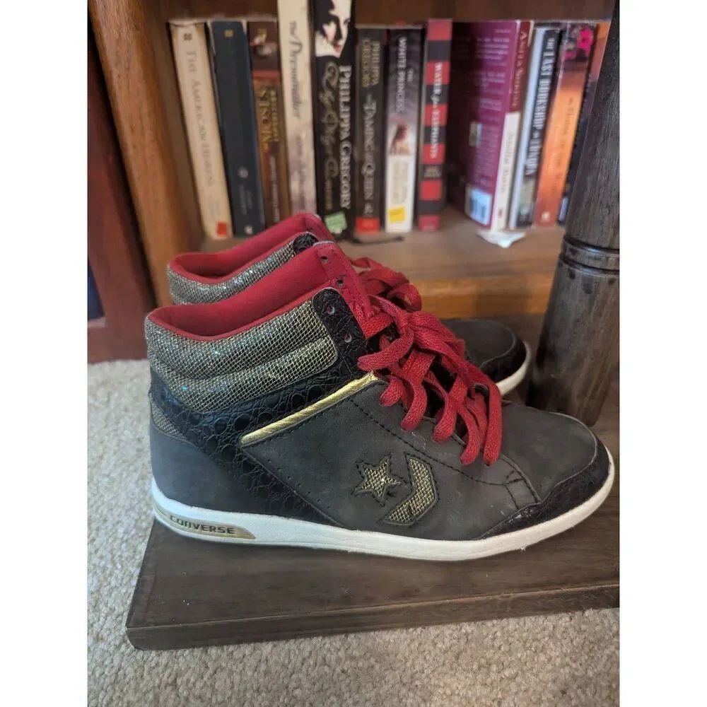CONVERSE Weapon Mid Black, Gold & Red Women's Sneakers US 7